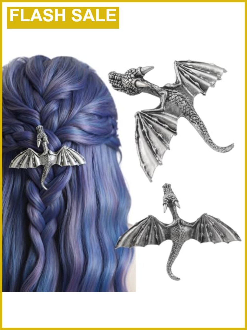 Gothic Dragon Hair Clip Set Metal Barrette Halloween Accessory